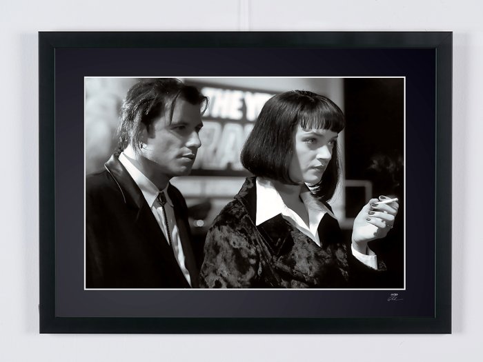 PULP FICTION - Uma Thurman  John Travolta - Fine Art Photography - Luxury Wooden Framed 70X50 cm - Limited Edition 01 Of 30 - Serial ID 16823 - Original Certificate (COA), Hologram Logo Editor and QR Code - 100% New items.