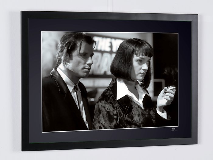 PULP FICTION - Uma Thurman  John Travolta - Fine Art Photography - Luxury Wooden Framed 70X50 cm - Limited Edition 01 Of 30 - Serial ID 16823 - Original Certificate (COA), Hologram Logo Editor and QR Code - 100% New items.