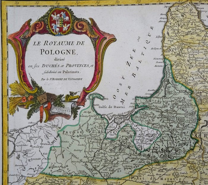 Europa - Polen, Litauen, Ukraine....; Robert de Vaugondy - Le royaume de Pologne, divisé en ses duchés et provinces et subdivisé en Palatinats - 1781-1800