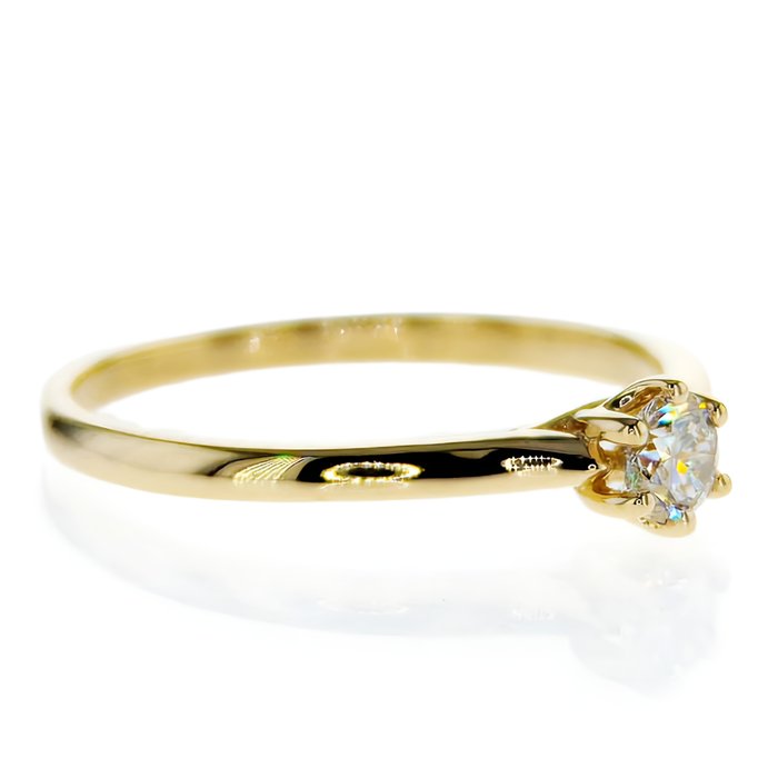 Ring - 14 karat Gulguld -  0.24ct. tw. Diamant (Natur)