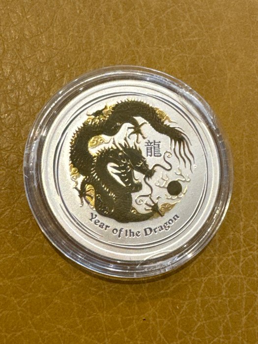 Australien 50 Cent 2012 Year of the Dragon - Gold Gilded 1/2 Oz (999)  (Ingen mindstepris)