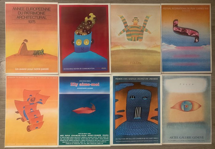 Jean Michel Folon - 8 X  posters 1977