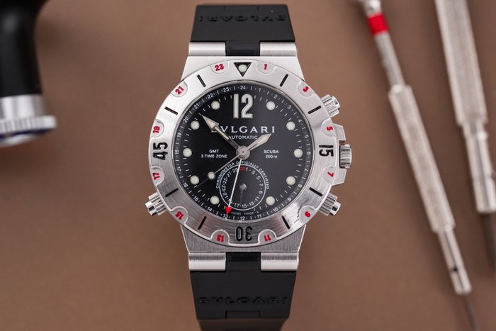 Bvlgari - Diagono Scuba GMT 3 Time Zone - SD 38 S GMT - Mænd - 2000-2010