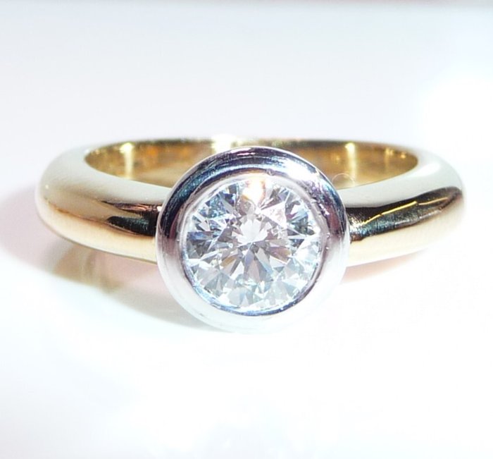 Ring - 18 kraat Gulguld, Hvidguld -  0.80ct. tw. Diamant (Natur)  - Størrelse 52,5 - 0,80 ct diamant