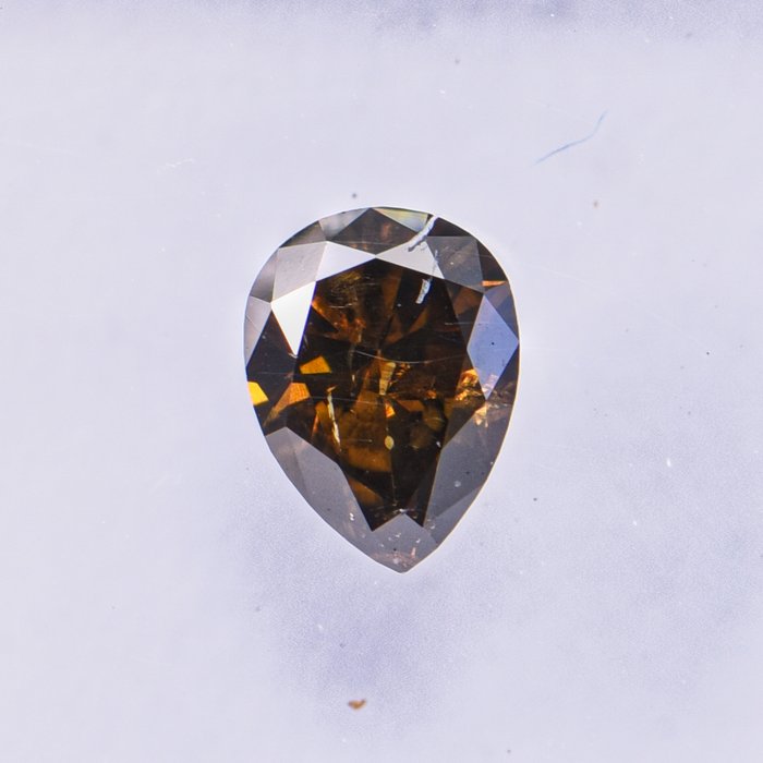 Ingen mindstepris - 1 pcs Diamant  (Naturfarvet)  - 0.33 ct - Pære - Fancy dark Brun Gul - SI2 - International Gemological Institute (IGI)