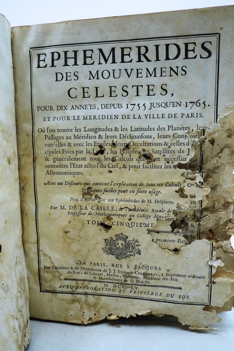 M. De La Caille - Éphémérides des mouvemens célestes, pour l'an de grâce 1756 - 1755