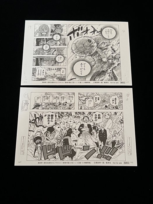 ONE PIECE - 2 RARE Official Memorial Mini Manga Page with Autograph - We will be stronger