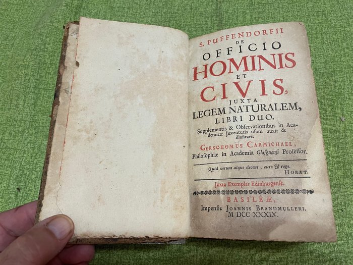 Von Pufendorf Samuel - De officio hominis et civis iuxta legem naturalem libri duo - 1739