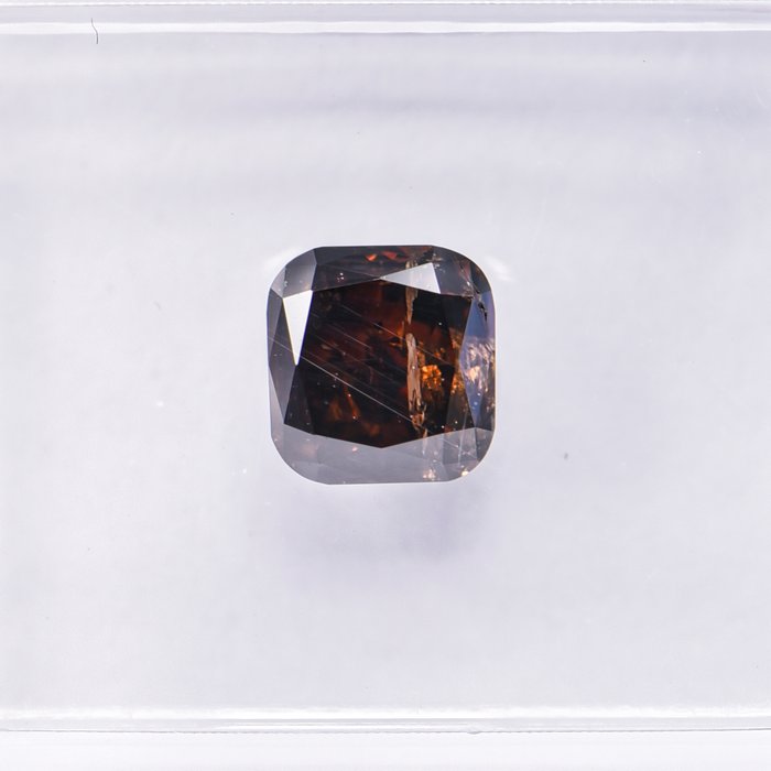 Ingen mindstepris - 1 pcs Diamant  (Naturfarvet)  - 0.96 ct - Pude - Fancy dark Brun Orange - I2 - International Gemological Institute (IGI)