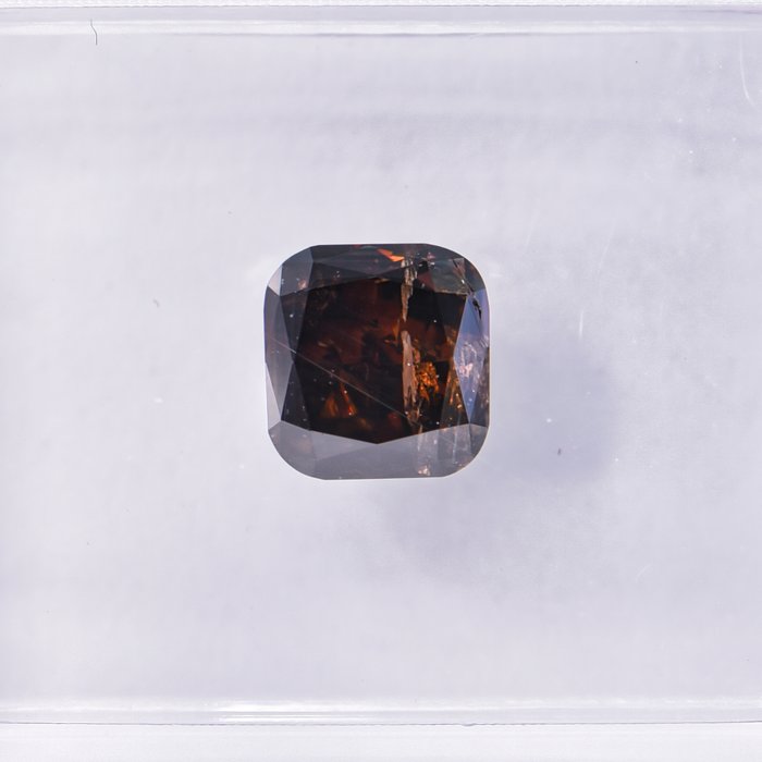 Ingen mindstepris - 1 pcs Diamant  (Naturfarvet)  - 0.96 ct - Pude - Fancy dark Brun Orange - I2 - International Gemological Institute (IGI)