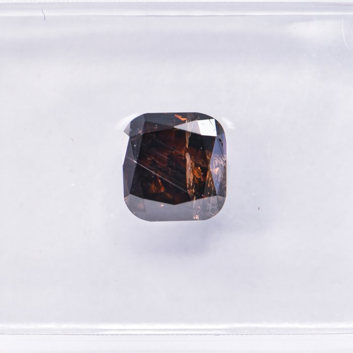 Ingen mindstepris - 1 pcs Diamant  (Naturfarvet)  - 0.96 ct - Pude - Fancy dark Brun Orange - I2 - International Gemological Institute (IGI)