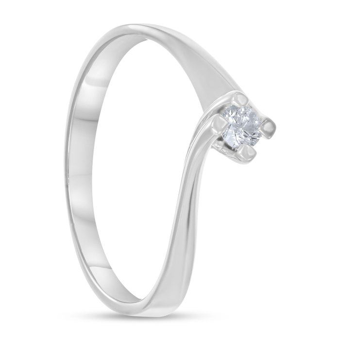 Ring - 18 kraat Hvidguld -  0.11ct. tw. Diamant (Natur)