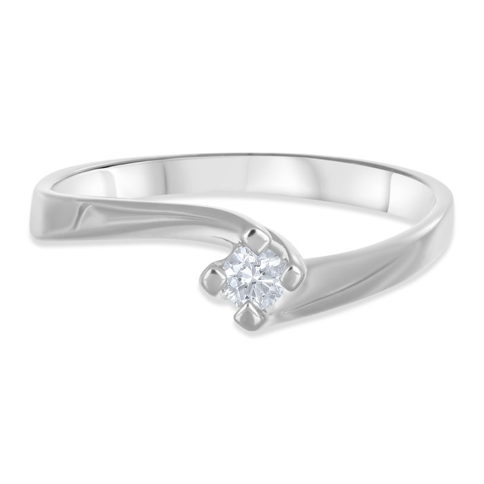 Ring - 18 kraat Hvidguld -  0.11ct. tw. Diamant (Natur)