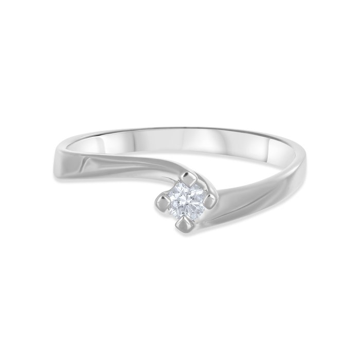 Ring - 18 kraat Hvidguld -  0.11ct. tw. Diamant (Natur)