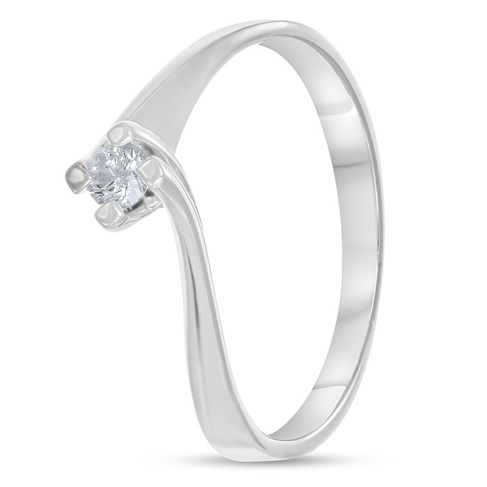 Ring - 18 kraat Hvidguld -  0.11ct. tw. Diamant (Natur)