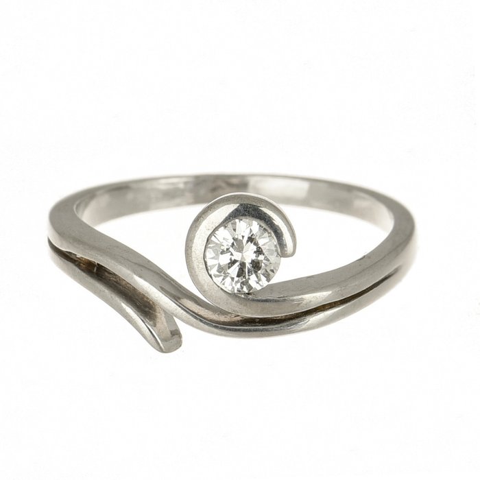 Ring - 18 kraat Hvidguld Diamant (Natur)