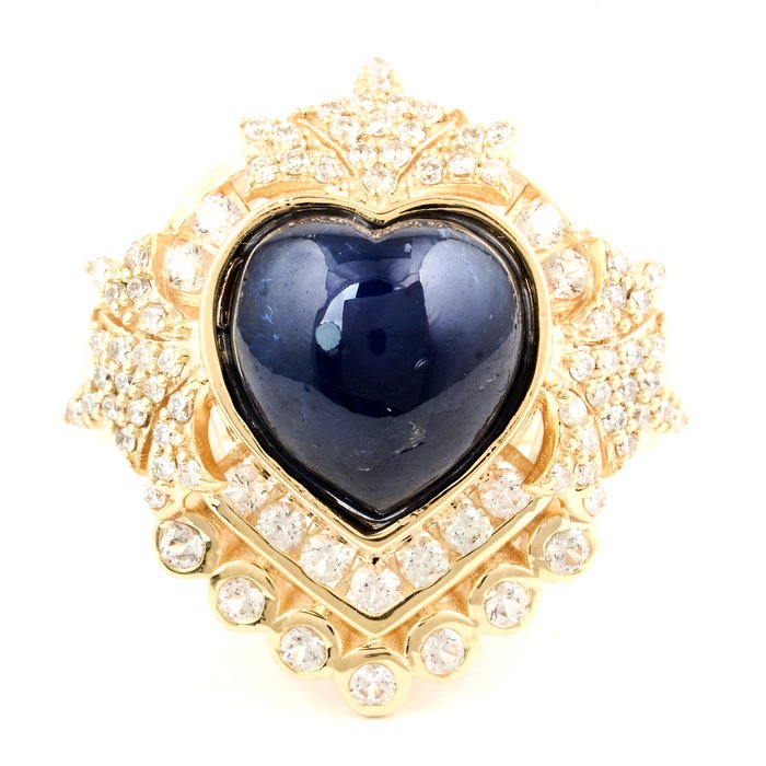 Ring - 14 karat Gulguld -  7.08ct. tw. Safir - Safir