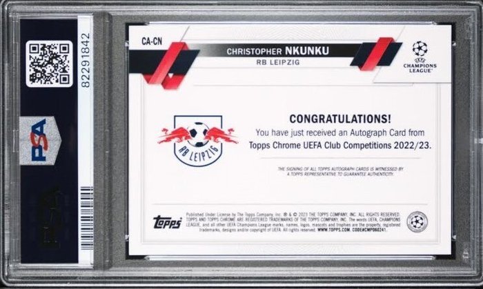 2022/23 Topps Chrome UCC Christopher Nkunku #CA-CN Chrome Autographs PSA 10 - 1 Graded card