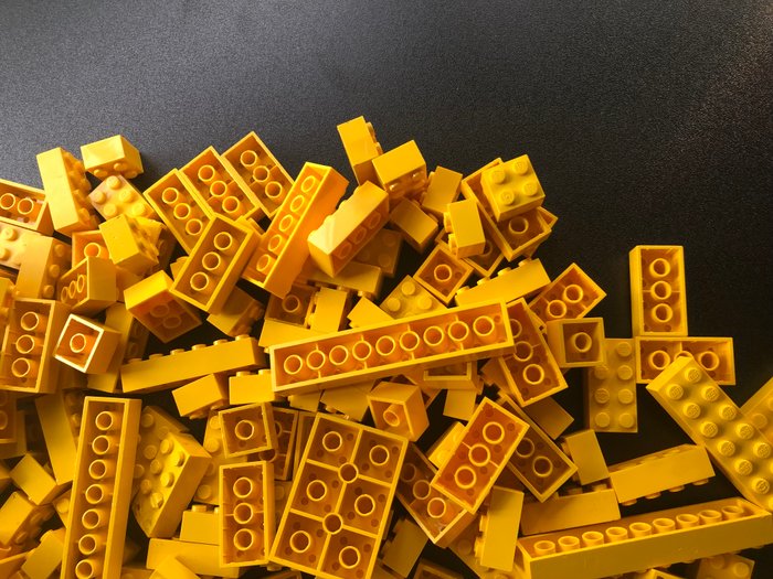 Lego - Geen serie - LEGO Partij van 1000 gram gele bouwstenen vanaf 2x2