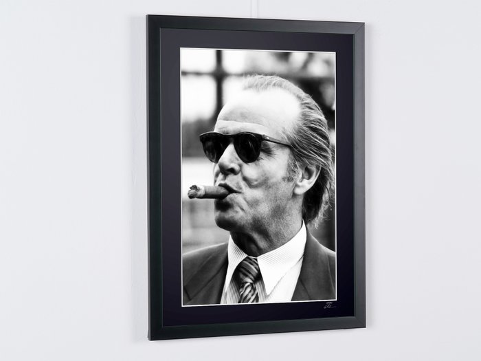 Jack Nicholson Portrait (with cigar) - Fine Art Photography - Luxury Wooden Framed 70X50 cm - Limited Edition Nr 05 of 30 - Serial ID 20501 - Original Certificate (COA), Hologram Logo Editor and QR Code - 100% New items.