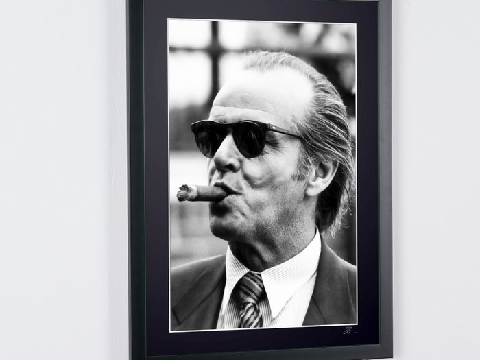 Jack Nicholson Portrait (with cigar) - Fine Art Photography - Luxury Wooden Framed 70X50 cm - Limited Edition Nr 05 of 30 - Serial ID 20501 - Original Certificate (COA), Hologram Logo Editor and QR Code - 100% New items.