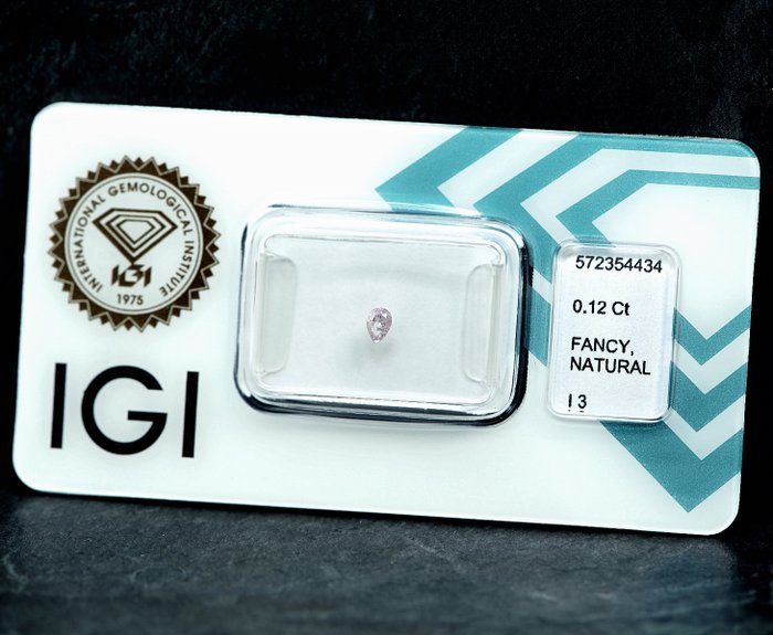 1 pcs Diamant  (Naturfarvet)  - 0.12 ct - Pude - Fancy light Lyserød - I3 - International Gemological Institute (IGI)