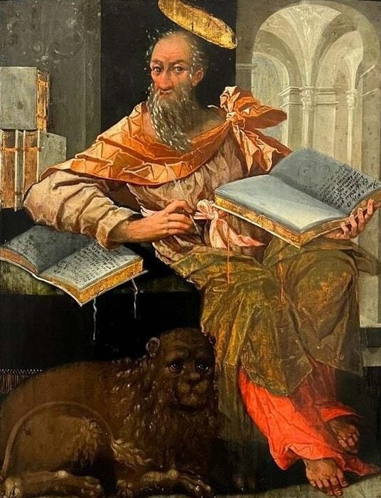 German or bohemian School - St. Jerome in his cabinet, accompanied by his lion