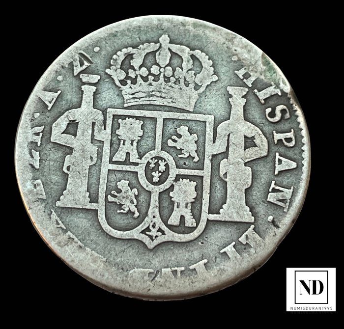 Kongeriget Spanien Fernando VII (1813-1833) 2 Reales 1821 - Zacatecas  (Ingen mindstepris)