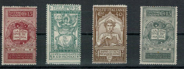 Italien Kongerige 1921 - Dante Alighieri serie cpl con non emesso (116/118 - 116A) integri - Sassone 2024