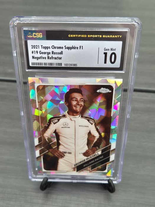 2021 Topps Chrome F1 George Russell #19 Negative Refractor Sepia /100 CSG 10 Graded card