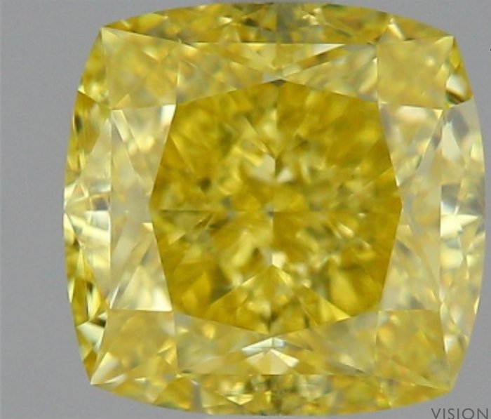 1 pcs Diamant  (Naturfarvet)  - 1.59 ct - Pude - Fancy intense Gul - IF - Gemological Institute of America (GIA)