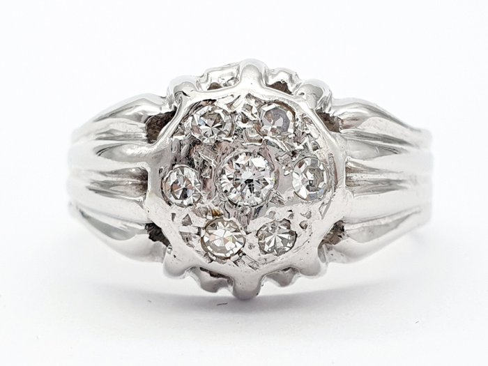 Ring - 18 kraat Hvidguld -  021ct tw Diamant (Natur)