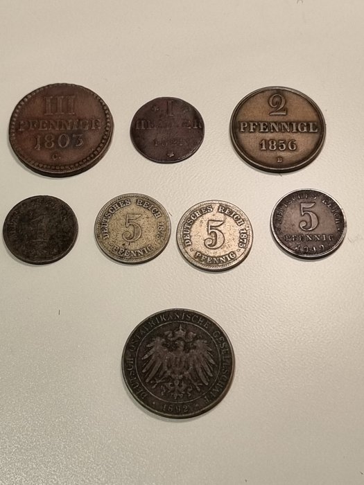 Tysk Østafrika, Tyskland, Tyskland, Sachsen. Collection of coins From 1803 to 1919  (Ingen mindstepris)