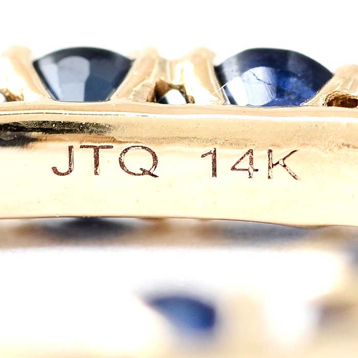 Øreringe - 14 karat Gulguld -  3.78ct. tw. Safir