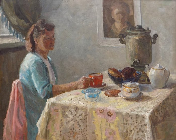 Aleksandrov  Serafim  Nikolaevich (1907-1982) - Donna che prende il tè