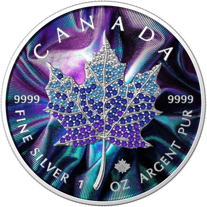 Canada 5 Dollars 2022 Maple Leaf - Seasons December 1 Oz (999) with Bejeweled Insert