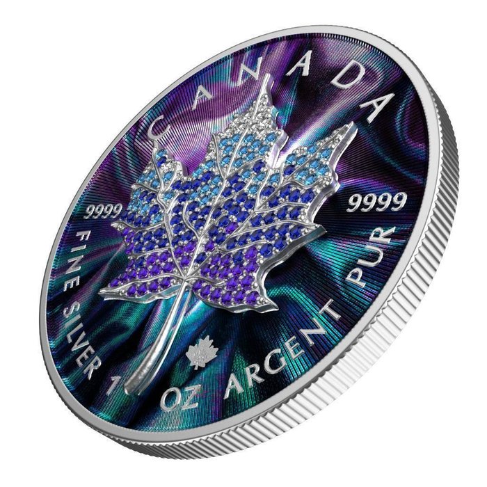 Canada 5 Dollars 2022 Maple Leaf - Seasons December 1 Oz (999) with Bejeweled Insert