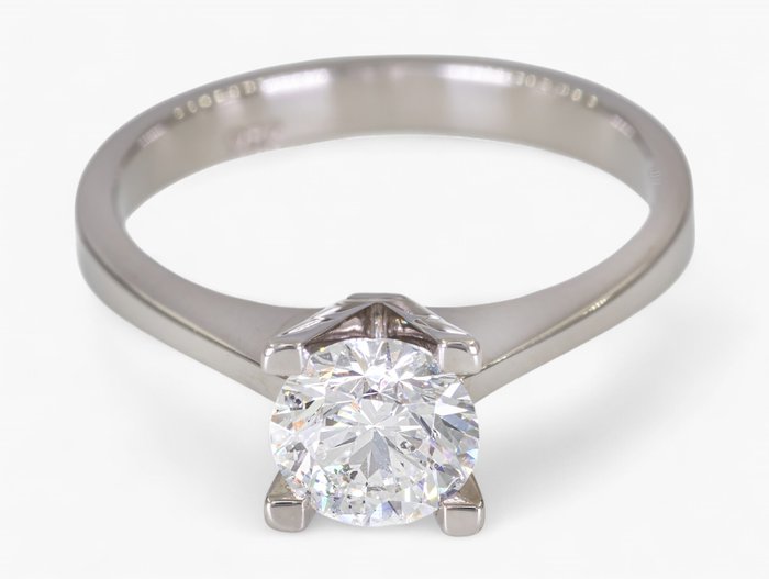 Ingen mindstepris - Ring - 18 kraat Hvidguld, IGI Antwerp certificeret - 1,00 ct Diamond solitaire - Si2/E-F Diamant (Natur)