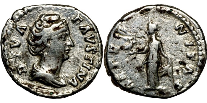 Romarriket. Faustina I († AD 140/1). Denarius Rome - AETERNITAS, Aeternitas holding phoenix  (Ingen mindstepris)