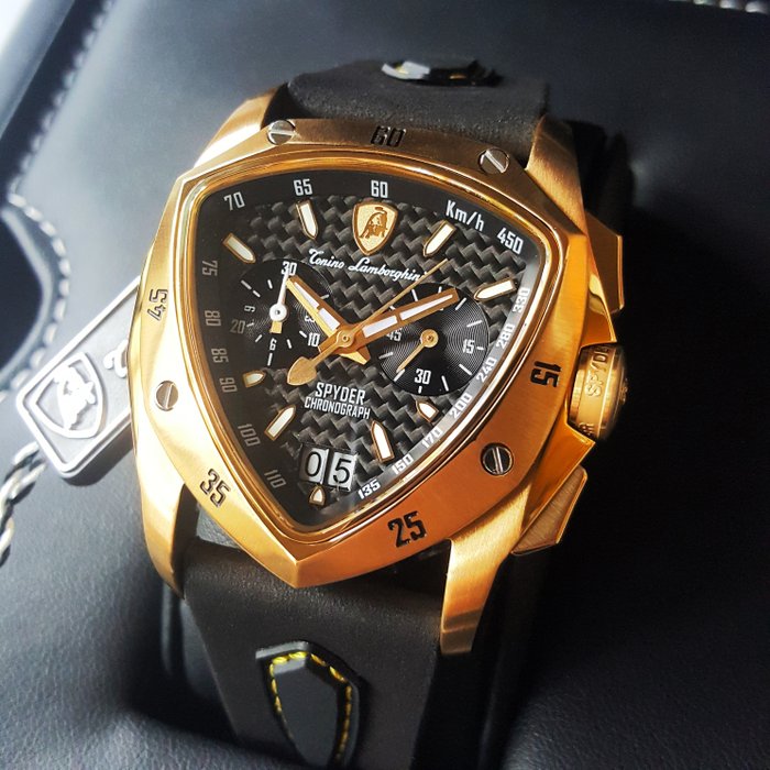 Lamborghini - SPYDER - Limited Edition - Suede - Swiss Chronograph - 18K Gold - Mænd - Ny