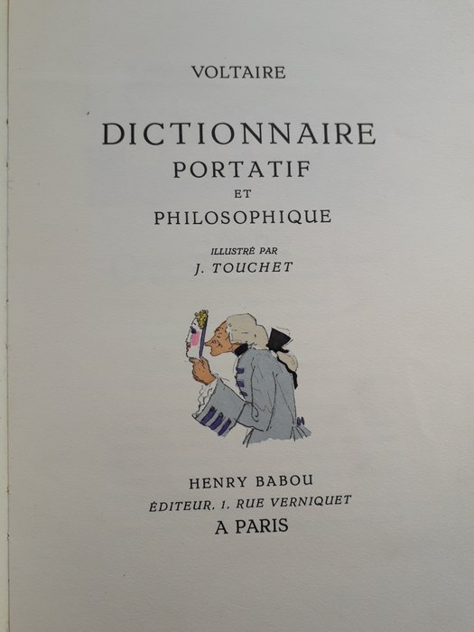 Voltaire / Touchet - Dictionnaire Portatif et Philosophique de Voltaire - 1928