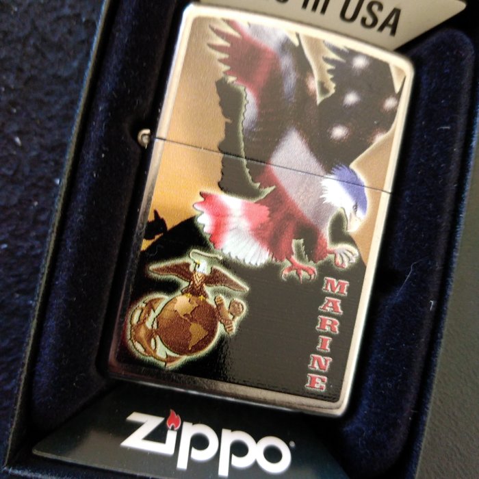 Zippo - Only for Marines - unopened - US Navy - brushed chrome - absolutely new - Lommelighter - Stål (rustfrit)