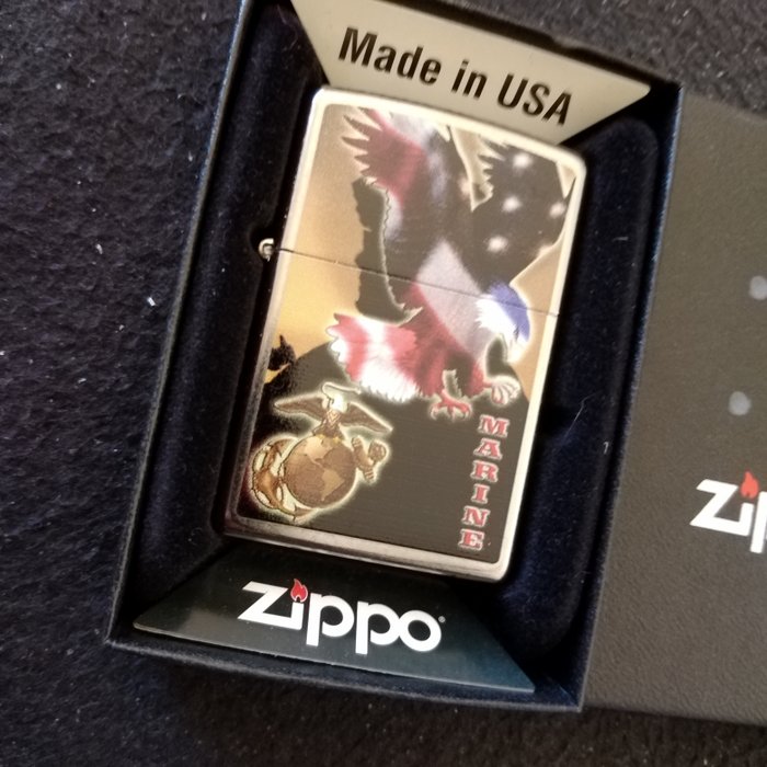 Zippo - Only for Marines - unopened - US Navy - brushed chrome - absolutely new - Lommelighter - Stål (rustfrit)