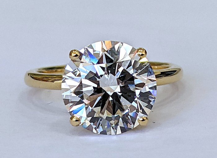 Ingen mindstepris - Ring - 14 karat Gulguld -  4.12ct. tw. Diamant (Laboratoriedyrket) - F VS1 IGI