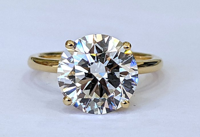 Ingen mindstepris - Ring - 14 karat Gulguld -  4.12ct. tw. Diamant (Laboratoriedyrket) - F VS1 IGI