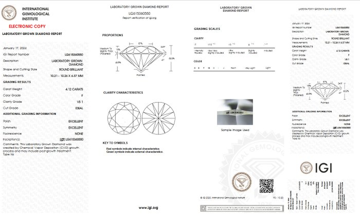 Ingen mindstepris - Ring - 14 karat Gulguld -  4.12ct. tw. Diamant (Laboratoriedyrket) - F VS1 IGI