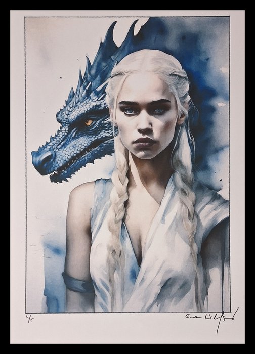 Game of Thrones - Emilia Clarke - Daenerys Targaryen  - watercolor edition by Emma Wildfang - Large size