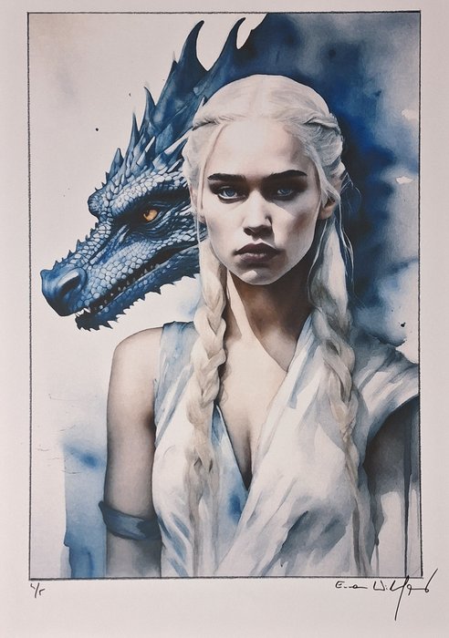 Game of Thrones - Emilia Clarke - Daenerys Targaryen  - watercolor edition by Emma Wildfang - Large size