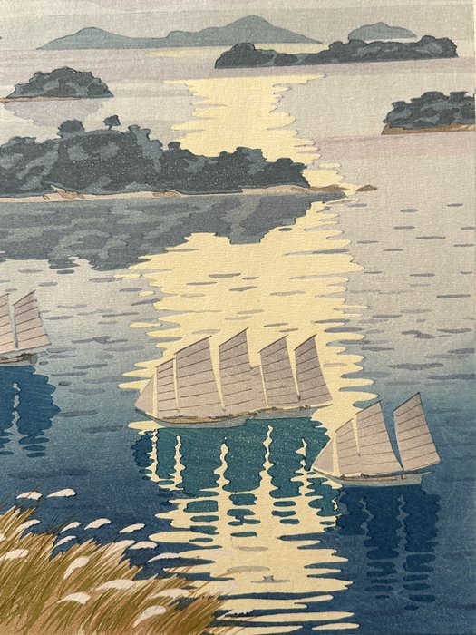 "Seto Inland Sea, in Autumn" (Setonaikai) - Rare - NO RESERVE PRICE - Kusaka Kenji 日下賢二  (b 1936) - Published by Unsodo - Japan