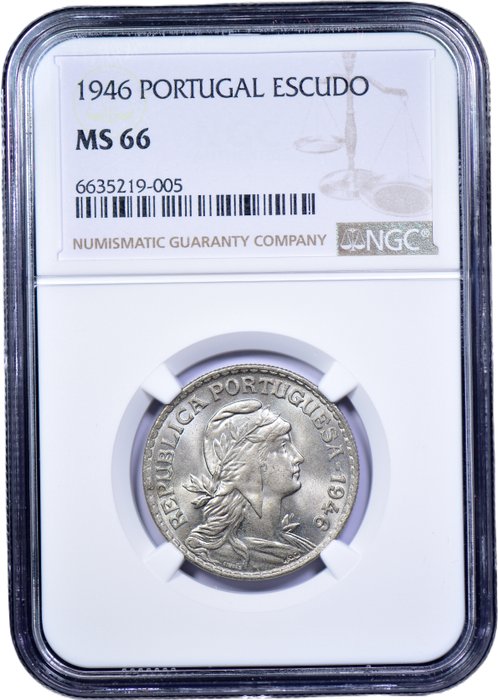 Portugal. Republic. 1 Escudo 1946 - NGC - MS 66 - Escassa